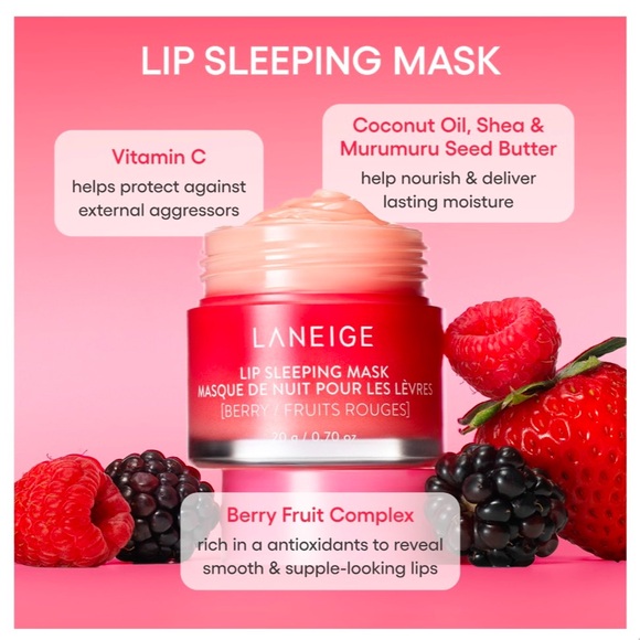 LANEIGE Lip Sleeping Mask - Berry New in Box, Never Opened - Picture 4 of 9